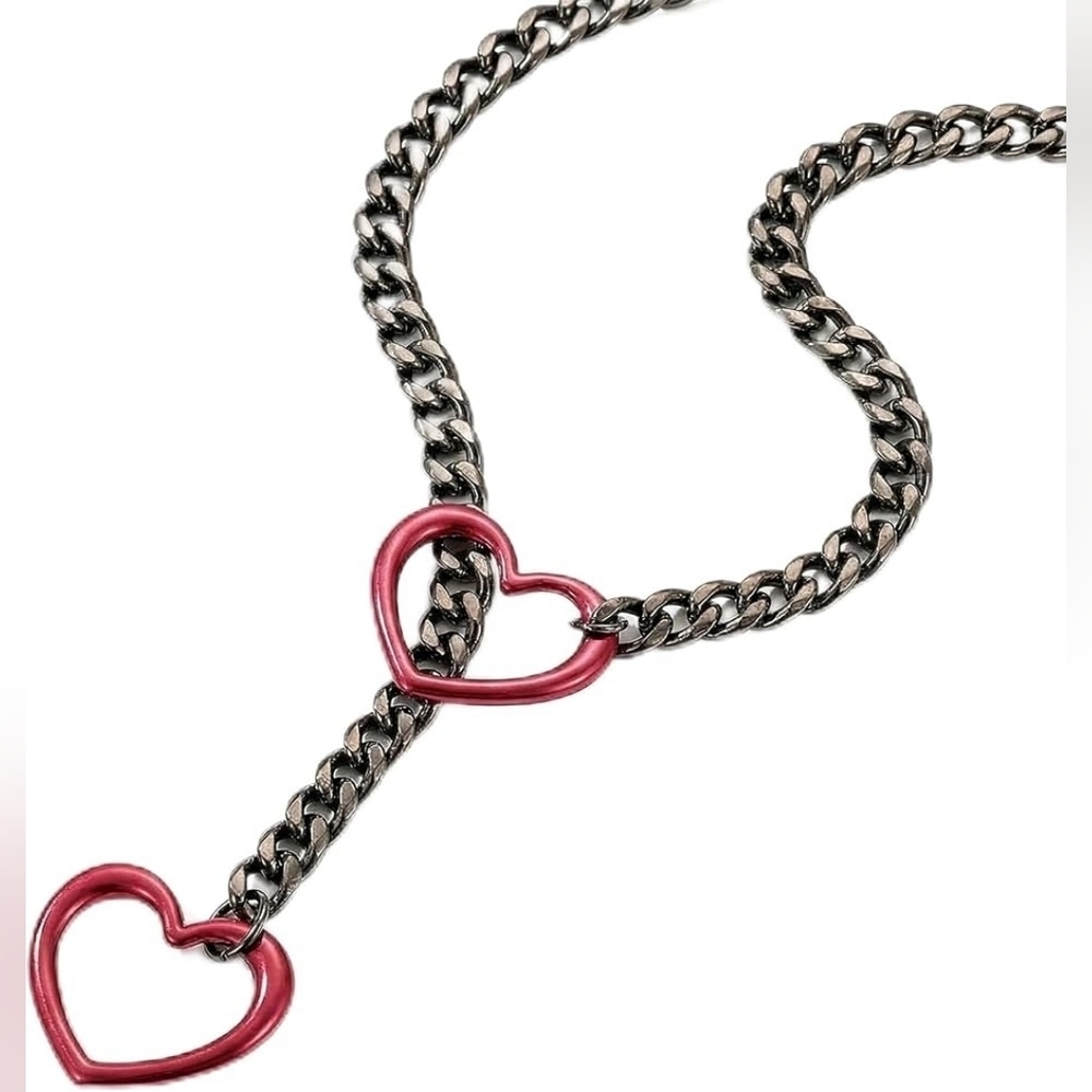 Heart Cuban Slip Chain Choker Necklace